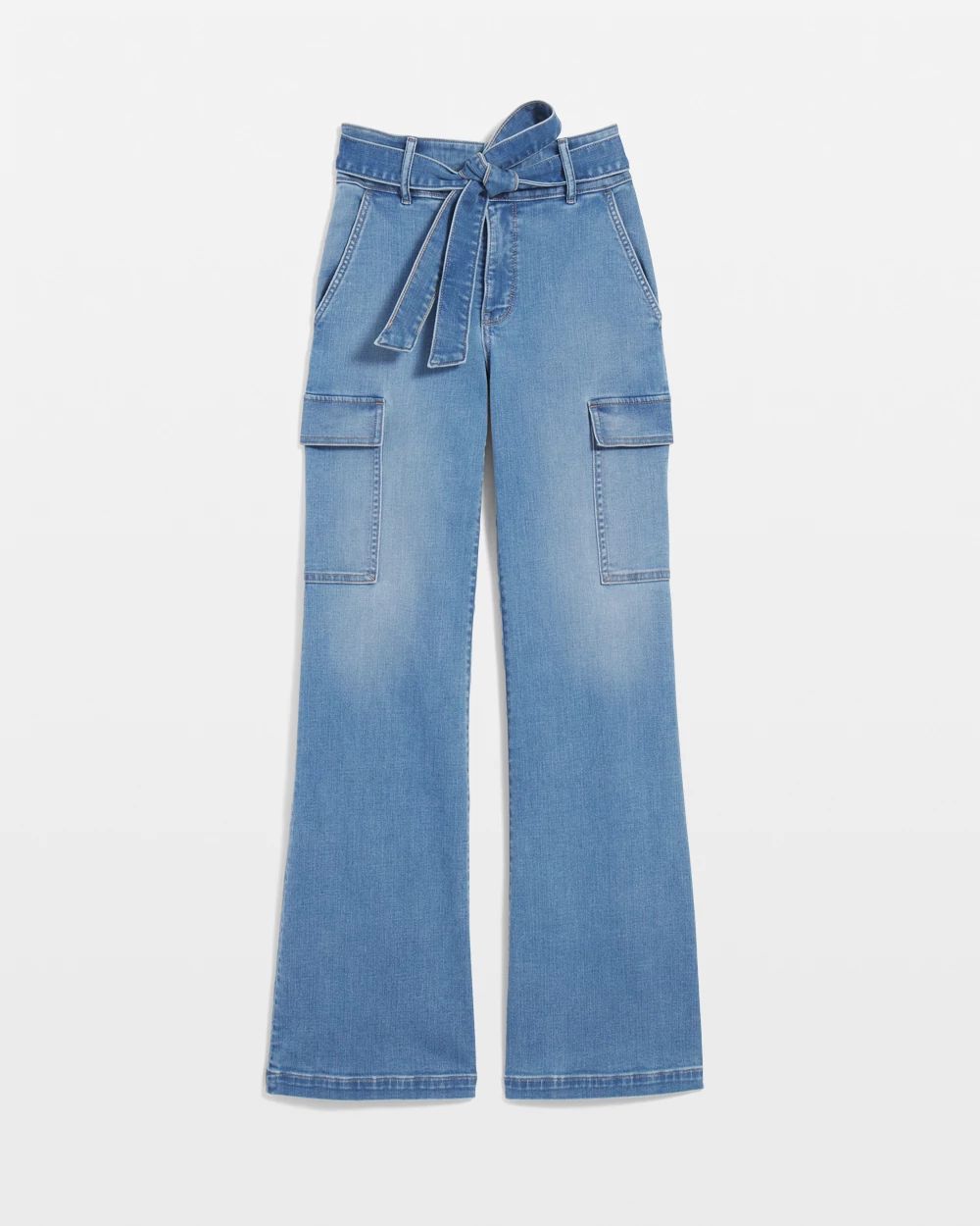 【HI FI FNK】Jenner Washed Cargo Denim Extra High-Rise Wide-Leg Cargo Jeans | White House Black Market